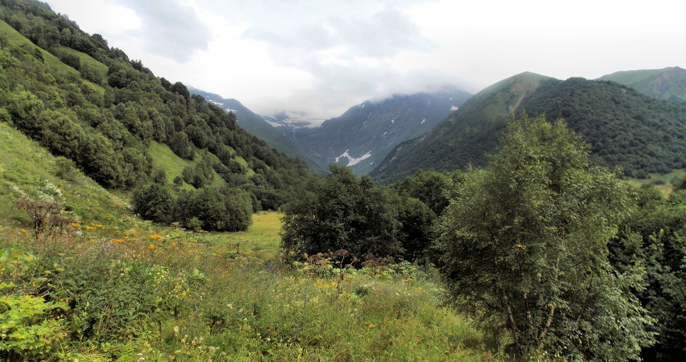 Hiking up the Tskhenistskali valley