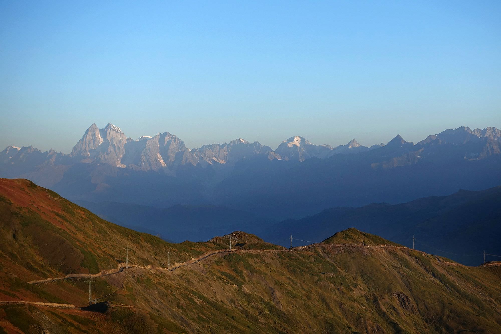 Mt. Ushba seen from the Latpari pass, Svaneti
