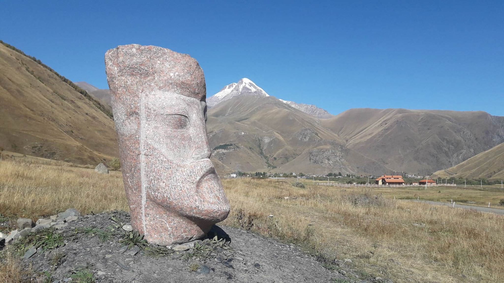 Stone heads by Sno village, Kazbegi