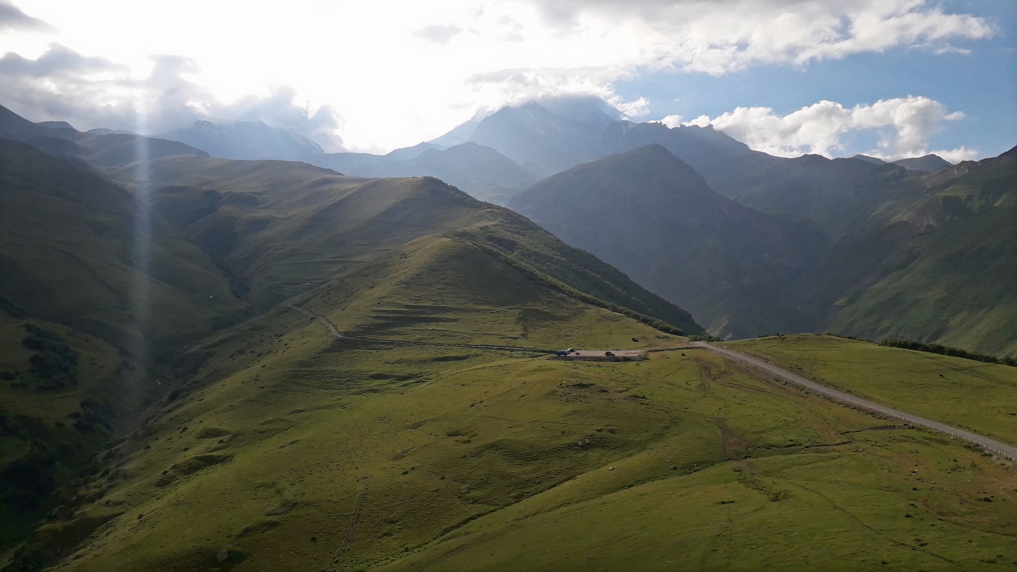 Views from the church towards Mt. Kazbek