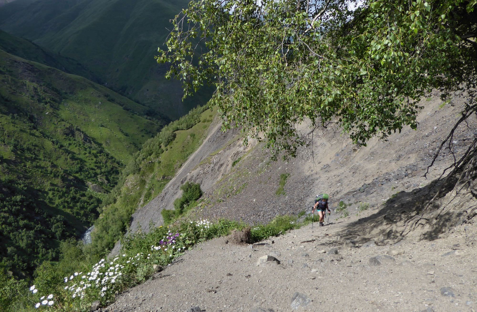 Part of the trail damaged by landslide