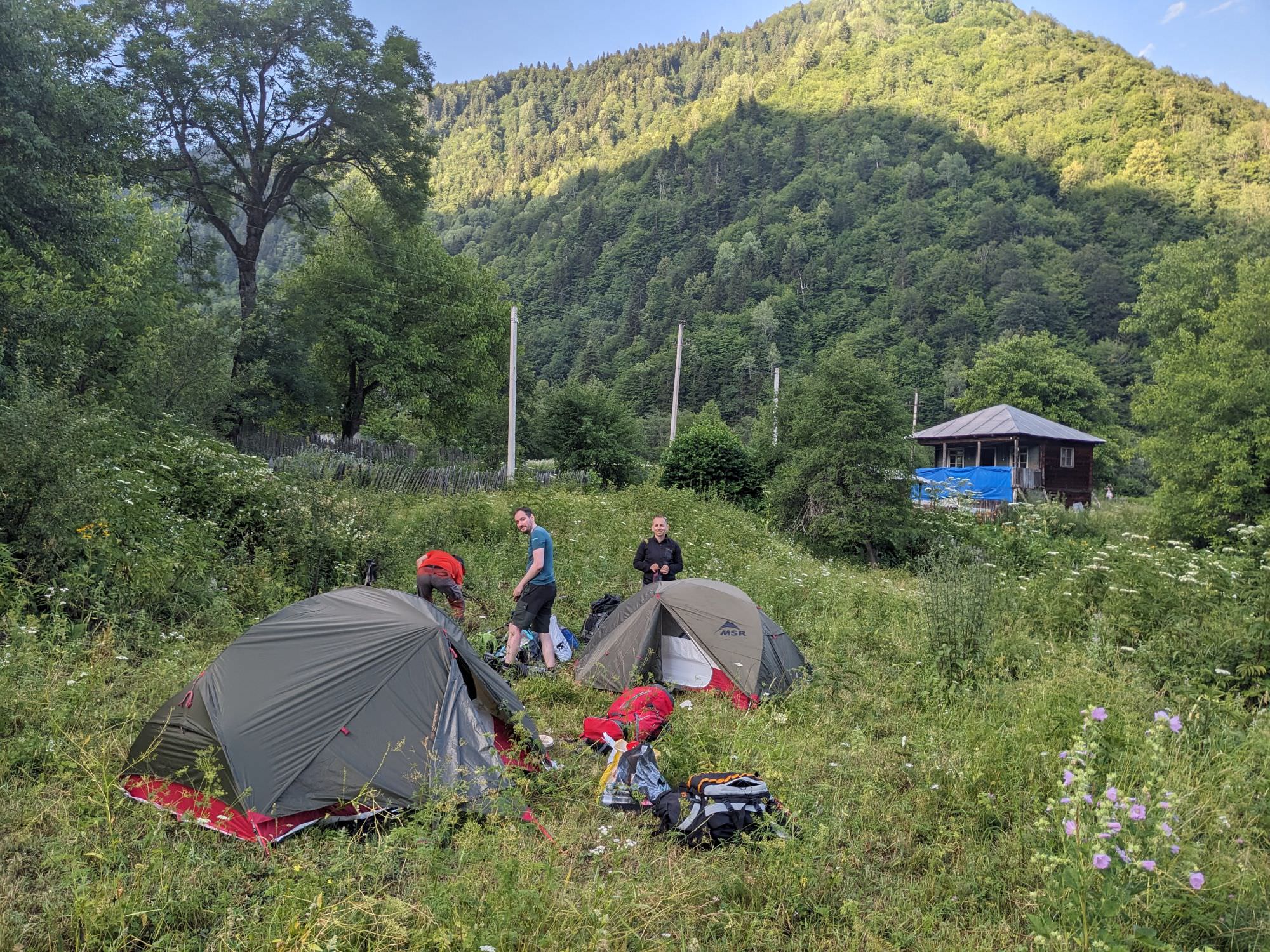 Our campsite in the middle of Mananauri village